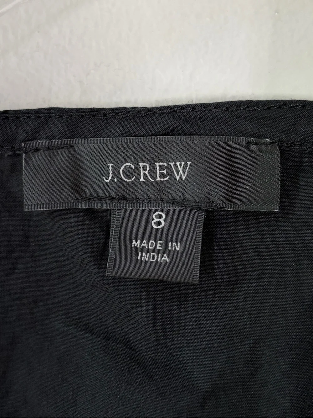 J. Crew Black V-Neck Cotton Poplin Mini Dress Cottagecore Prarie Farmhouse